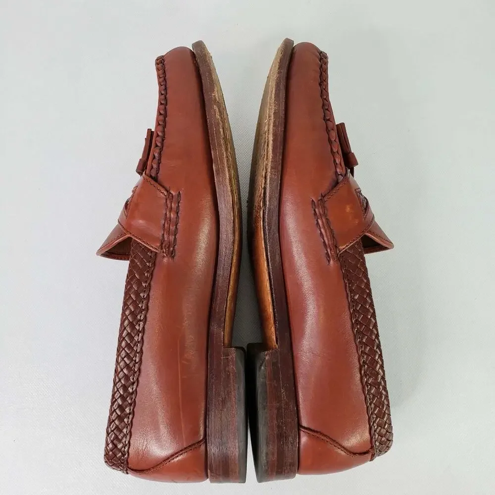 Allen Edmonds Maxfield Men’s Size 10 Brown Leather Woven Tassel Loafers